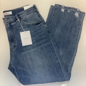 Kancan Womens Jeans Sz 13 30 Mid Rise Denim Distressed Beachy Casual‎ NWT Trendy